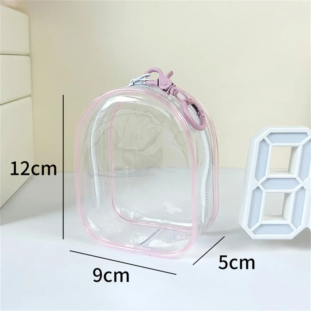 Couple Dolls Storage Bag Transparent Pvc Zipper Organizer Bags Dustproof Plush Doll Display Case Outdoor Backpack Hanging Bag
