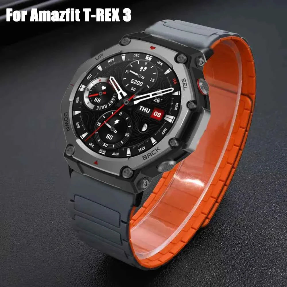 Magnetic Silicone Band For Amazfit T-Rex 3 Smart Watch Sports Replacement Strap For Huami Amazfit T rex 3 Band Correa Bracelet