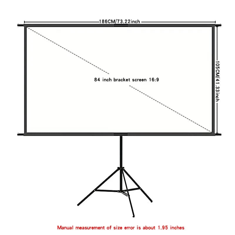 Single triangle bracket projection screen, easy to install, suitable for projection use in bedrooms, offices and other occasions