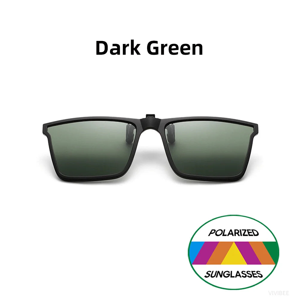 VIVIBEE Square Flip Up Clip On Sunglasses Polarized Mirror Blue Driving Glasses Grey UV400 Photochromic Night Vision Clips