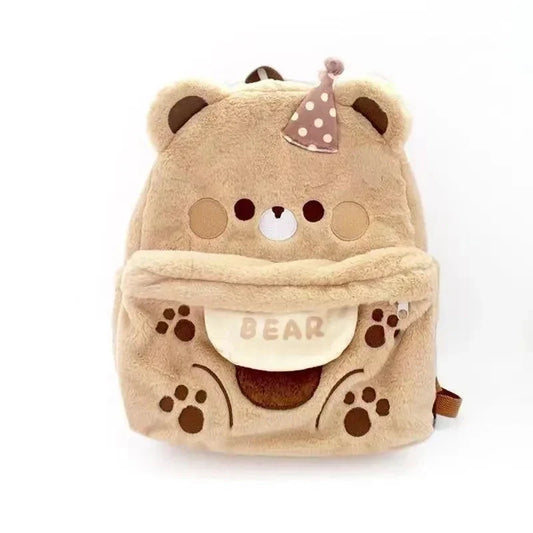 Mochila de oso de peluche marrón dulce