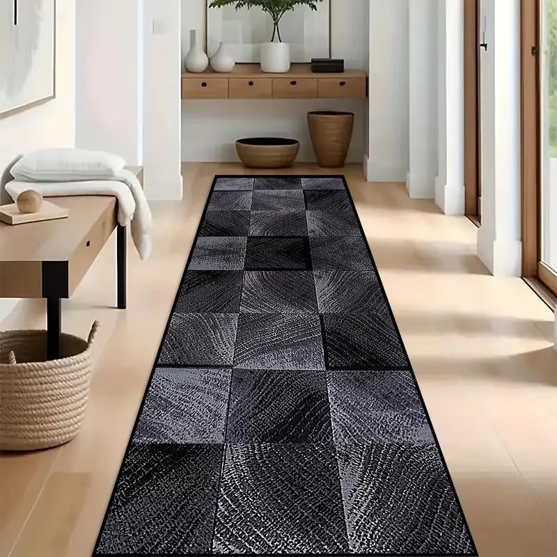 VIKAMA Black Gold Marble Vein Runner Rug Non Slip Washable Long Floor Mat for Hallway Entryway Modern Luxury Home Decor