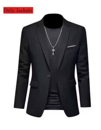 New Luxury Elegant Men's Suits 2 Piece Set Fashion Korean Casual Slim