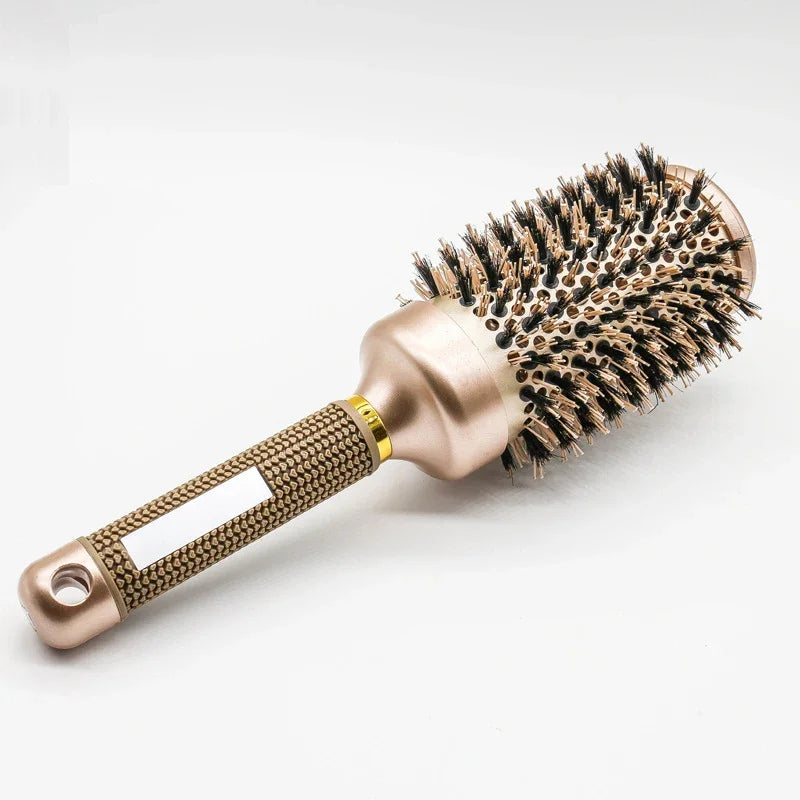 Round Ionic Hair Brush for Blow Dry Women Boar Bristles Hair Comb Ceramic Hairbrush Styling Tools For Drying Curly Hair Straight