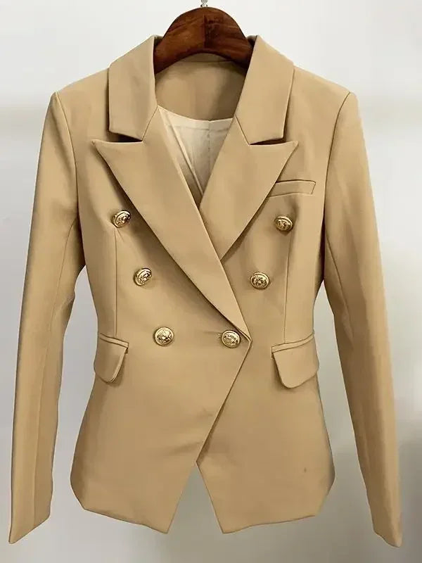 CHAQUETA DE ALTA CALIDAD Nuevo Modelo 2024 Chaqueta de diseñador para mujer Clásica cruzada con botones de león de metal Blazer Tallas S-5XL