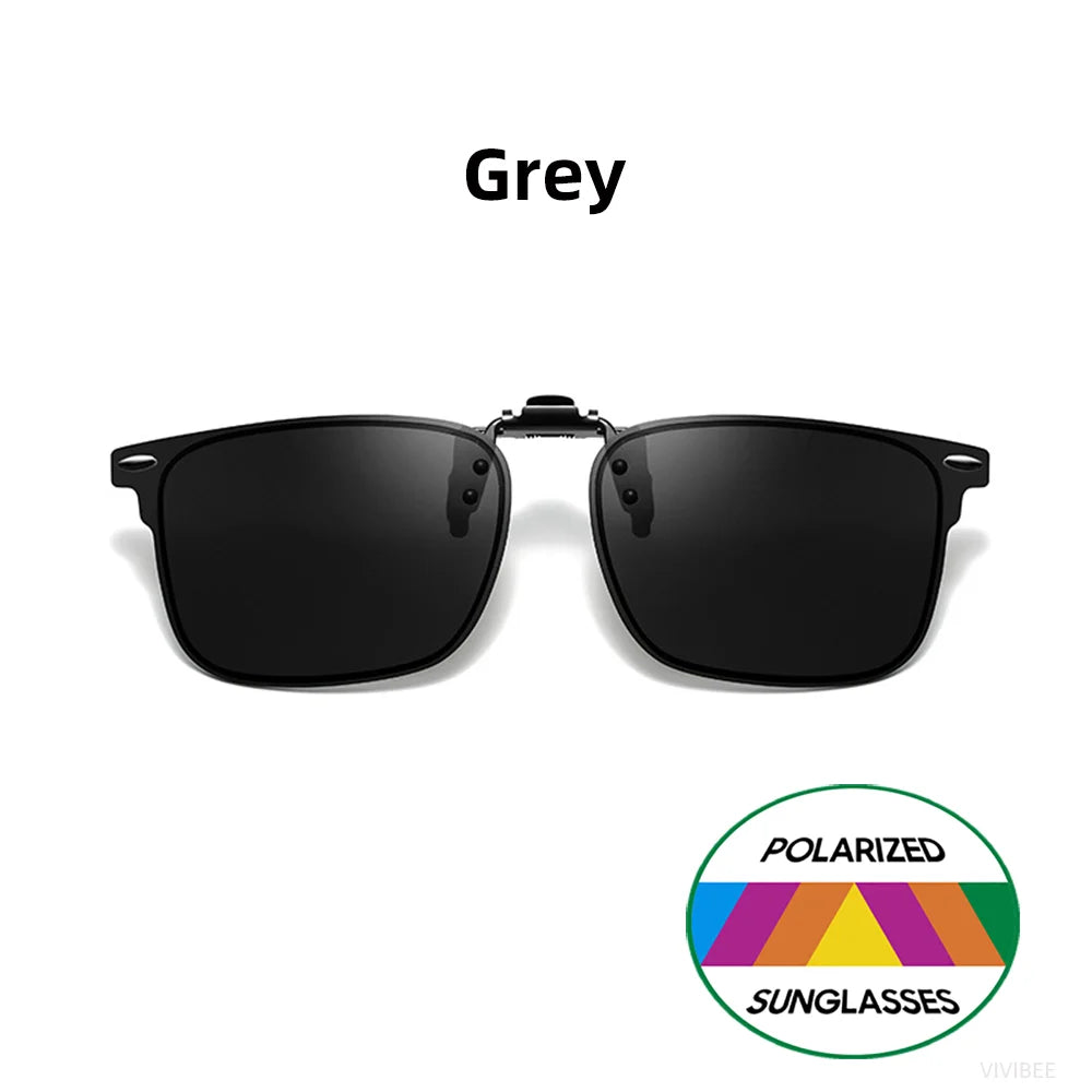 VIVIBEE Polarized Clip-on Flip Up Rimless Sunglasses for Anti-Glare Night Driving Glasses Fashion Mirorr Green Eyeglasses