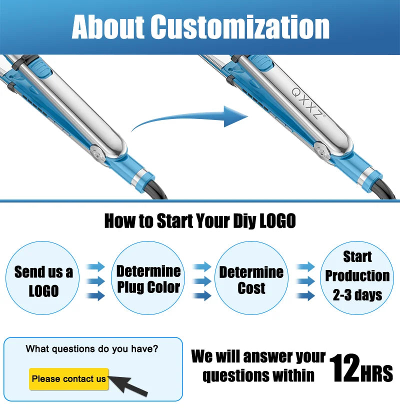 QXXZ Customized Hair Straightener Flat Iron LED Temperature Light Display Titanium Plate Rapid Heating Styling Tools