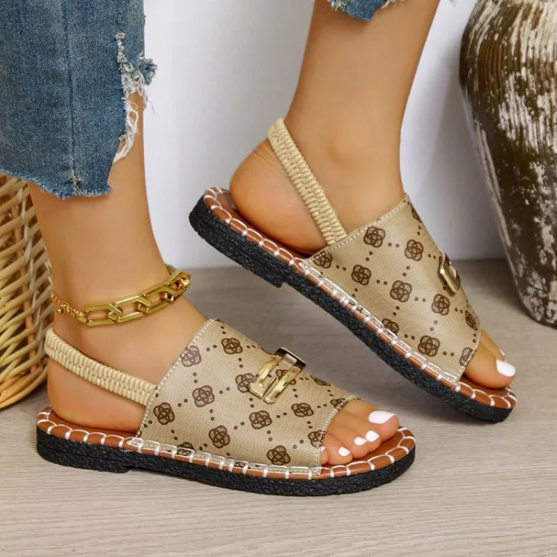 Women Casual Beach Holiday Luxury Sandals 2024 Summer New Fashion Outdoor Flat Sandals Open Toe Sandals Women Shoes for Women