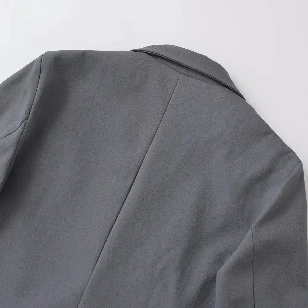 TRZA-Abrigo Blazer Cruzado para Mujer, Ropa de Oficina, Manga Larga, Bolsillos con Solapa, Prendas de Abrigo Femeninas, Blusas Elegantes, Moda