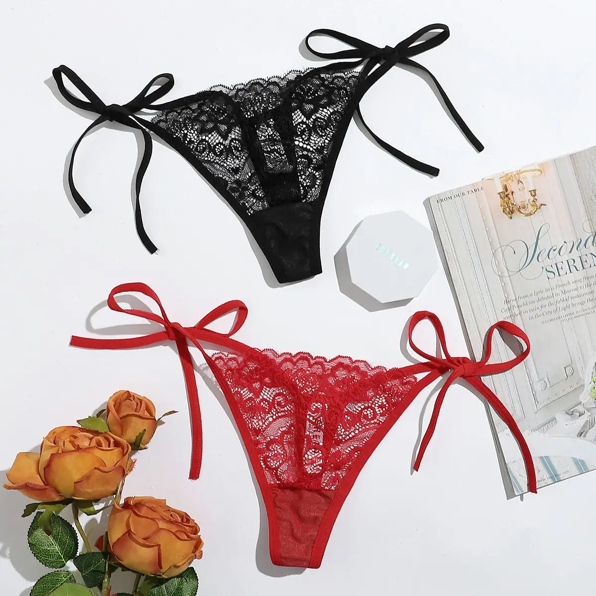2pcs Low Waist Lace Thong For Women Sexy Panties Comfortable Underwear Female Underpants Lingerie C847