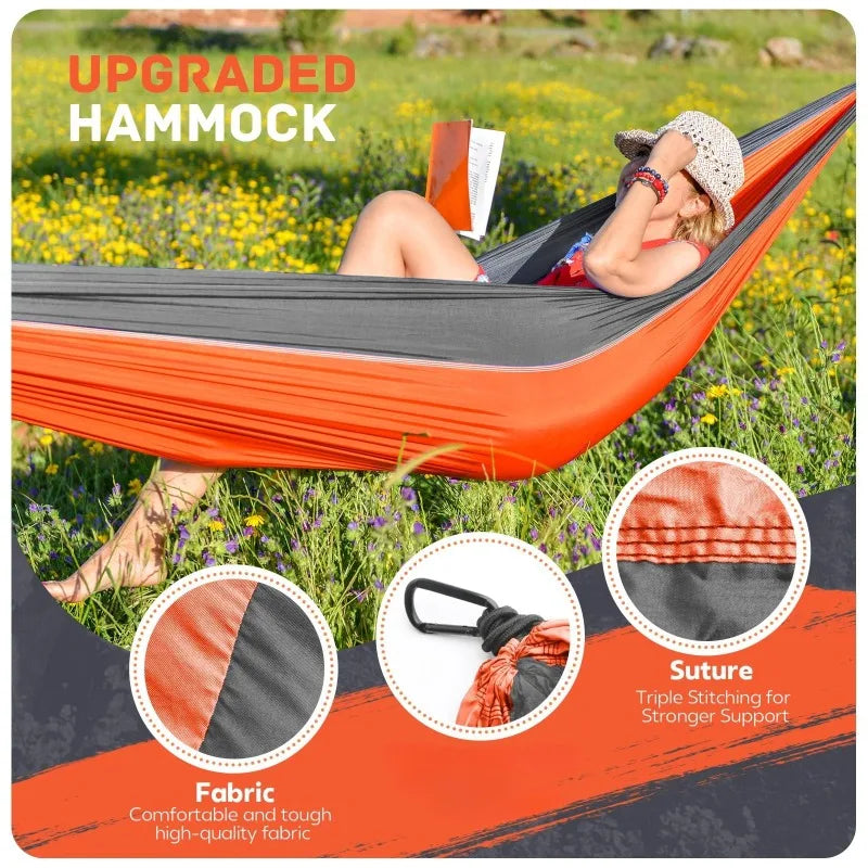 Camping Hammock Lightweight, Portable Hammocks Parachute Hammock with Two Tree Straps, Single or Double Travel Camping Hammocks