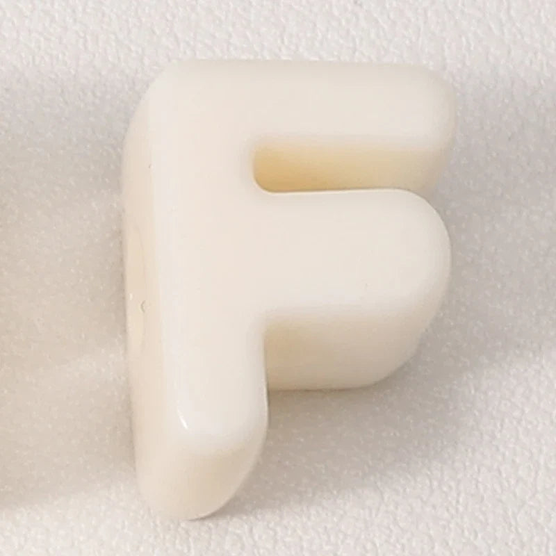 20pcs Beige Acrylic Large Hole Letter Loose Beads DIY Necklace