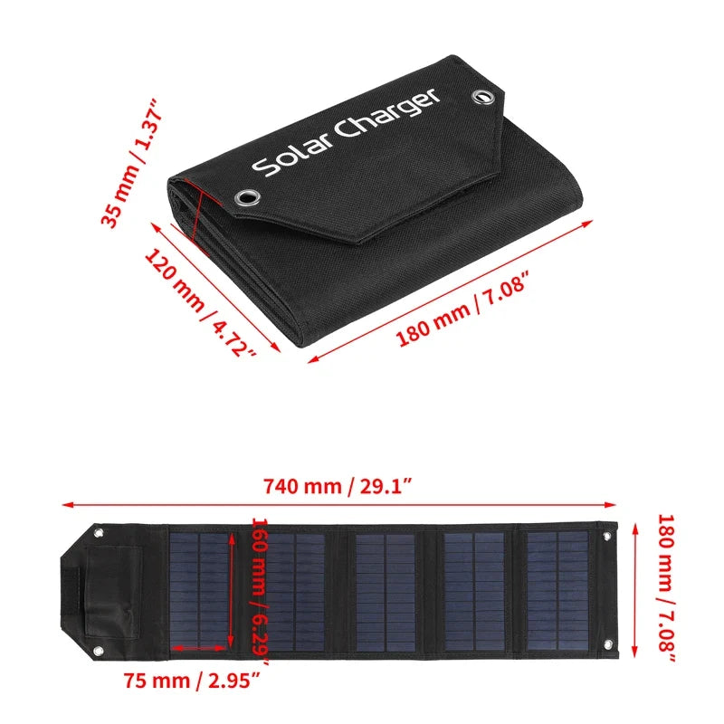 100w/80w/60w Foldable Solar Panel 5V USB Portable Folding Bag for Cell