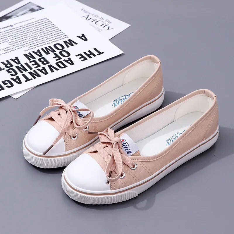 2026 New Women Shoes Fashion Canvas Shallow Casual Shoes for Woman Comfort Lace Flat Bottom Sneaker Designer Shoes Zapatos Mujer