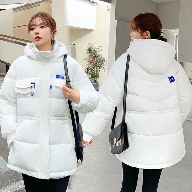 2025 New Winter Hooded Parka Women's Down Cotton Jacket Puffer Coat Overcoat Thick Warm Cotton Padded Jacket Snow Wear Outwear