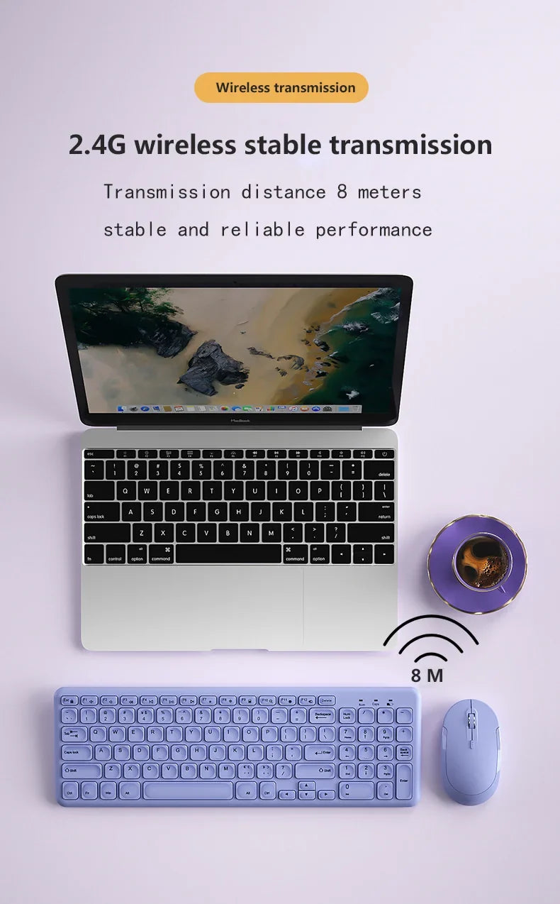 Fashion Wireless Keyboard and Mouse Combo Gamer Silent Keyboards Mouse Set Ultra Thin Office PC Ergonomic Gaming Pink Keypad