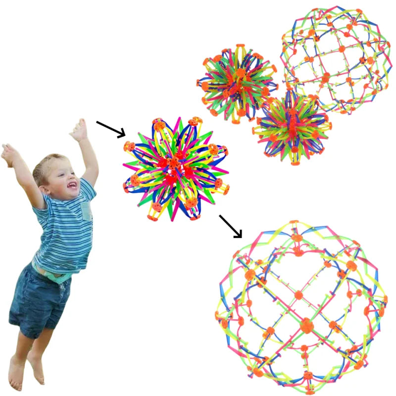Colorful Retractable Ball Kid Magic Indoor Outdoor Flower Ball Throwing Ball Game Parent-Child Interactive Toy Kid Sensory Toys