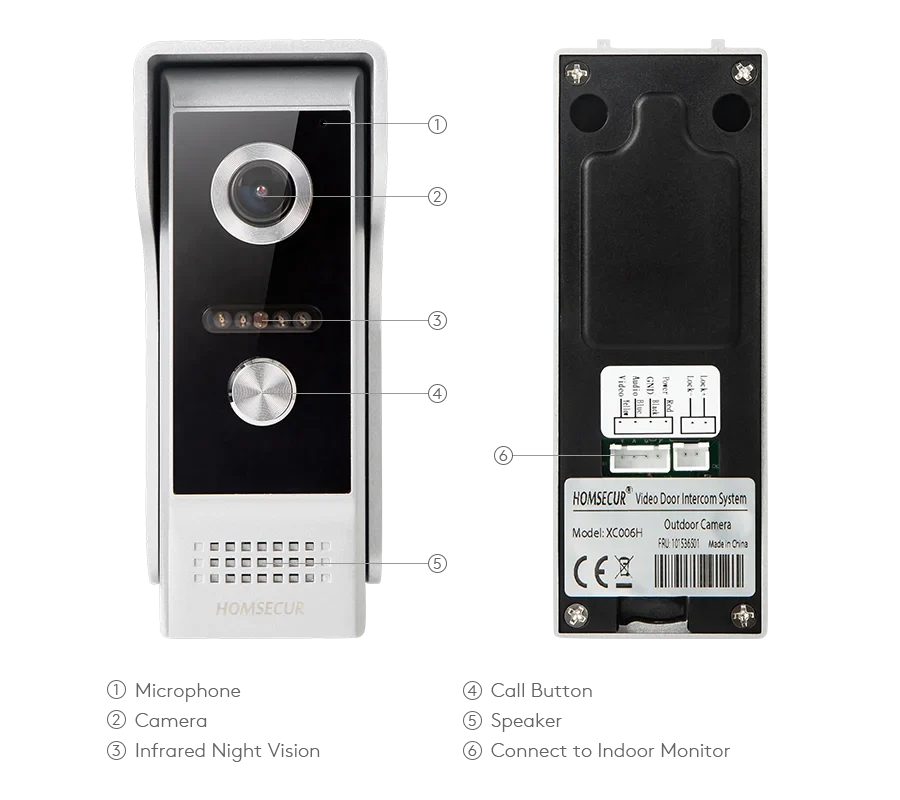 (not Standalone) Homsecur M6-Ahd 2MP 1080p Doorbell Camera for XSL
