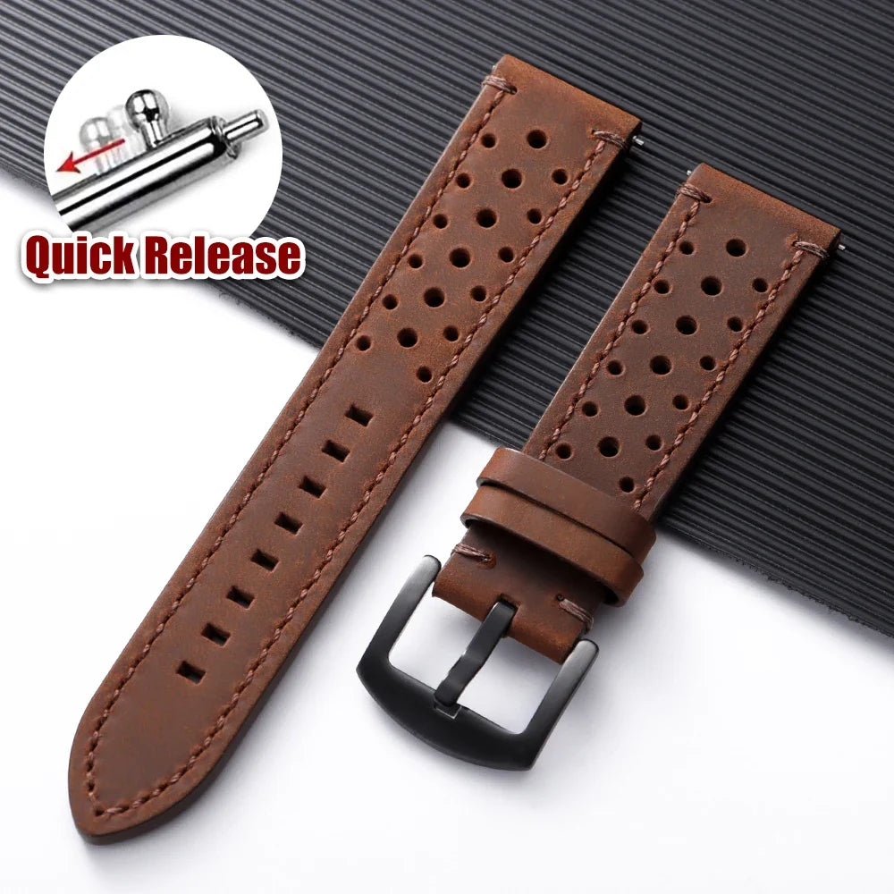 Garmin 18/20/22mm Quick Release Perforated Leather Rally Band