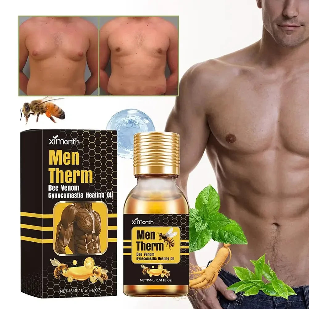 15ml Men's Bee Male Breast Warming Oil Chest Firming Massage Serum Chest Firming Oil Skin Care