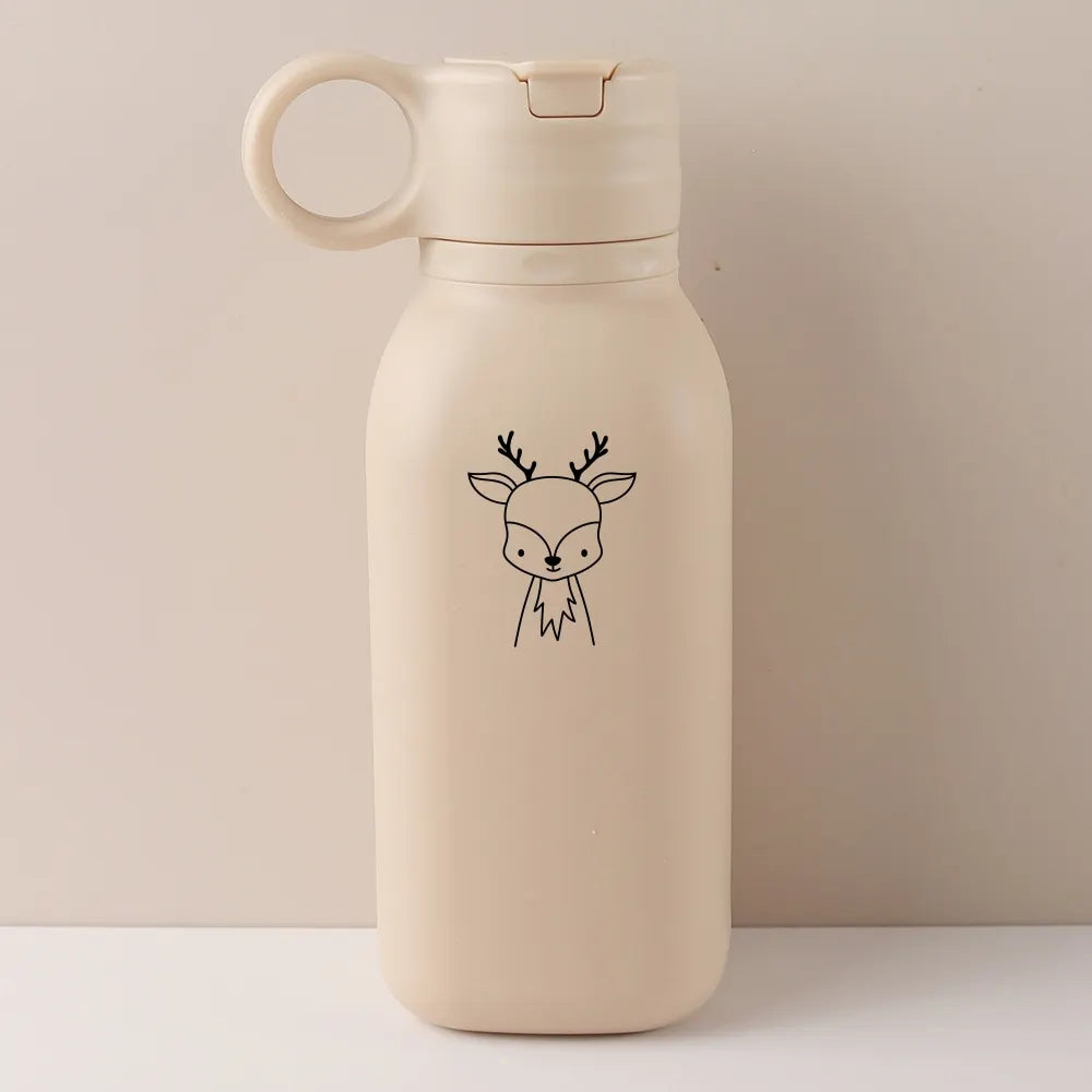 450ml Custom Name Silicone Straw Cup, Personalized Cartoon Pattern