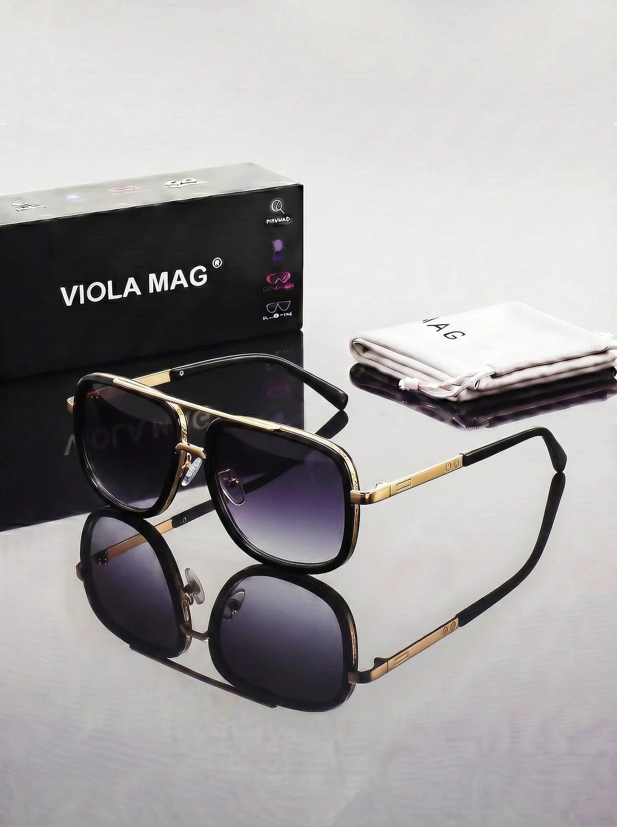 VIOLA MAG Luxury Retro Double Bridge Aviator Sunglasses, Premium  Pilot Eyewear, Fashion Designer Shades with Protective Velvet