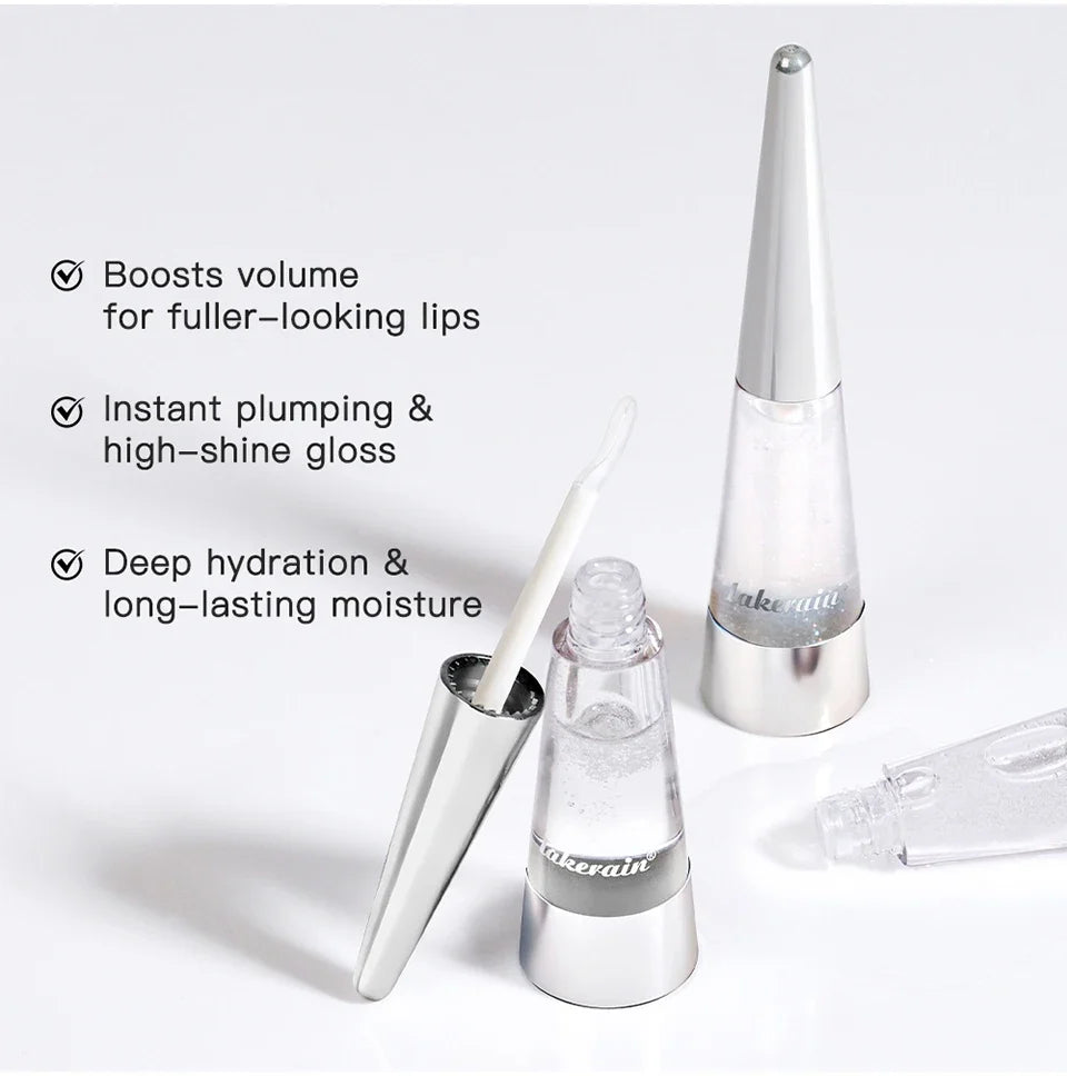 Lakerain Instant Lip Plumper Gloss Oil Lip Long-Lasting Moisturizer Volume Boosting Lip Oil Volumizing & Hydrating Non-Dry Plump