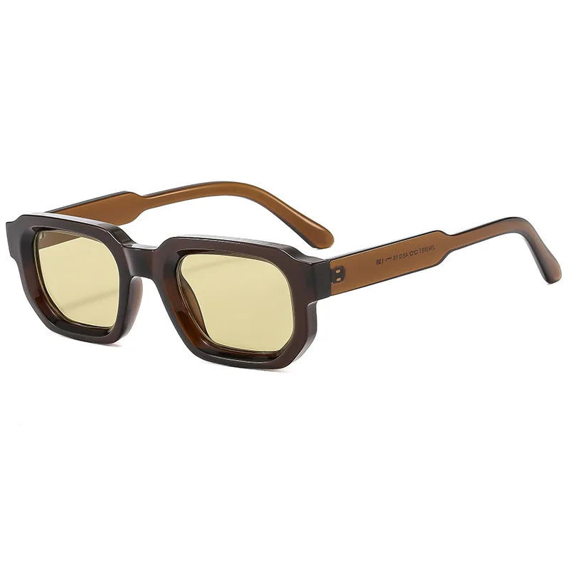 Ins Popular Fashion Square Rivets Men Sunglasses Vintage Punk Gradient Women Trending Green Sun Glasses Shades UV400