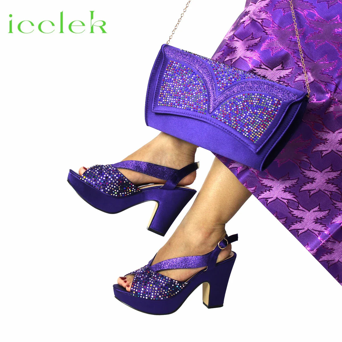 Nuevo conjunto de zapatos y bolso para mujer africana con diseño novedoso