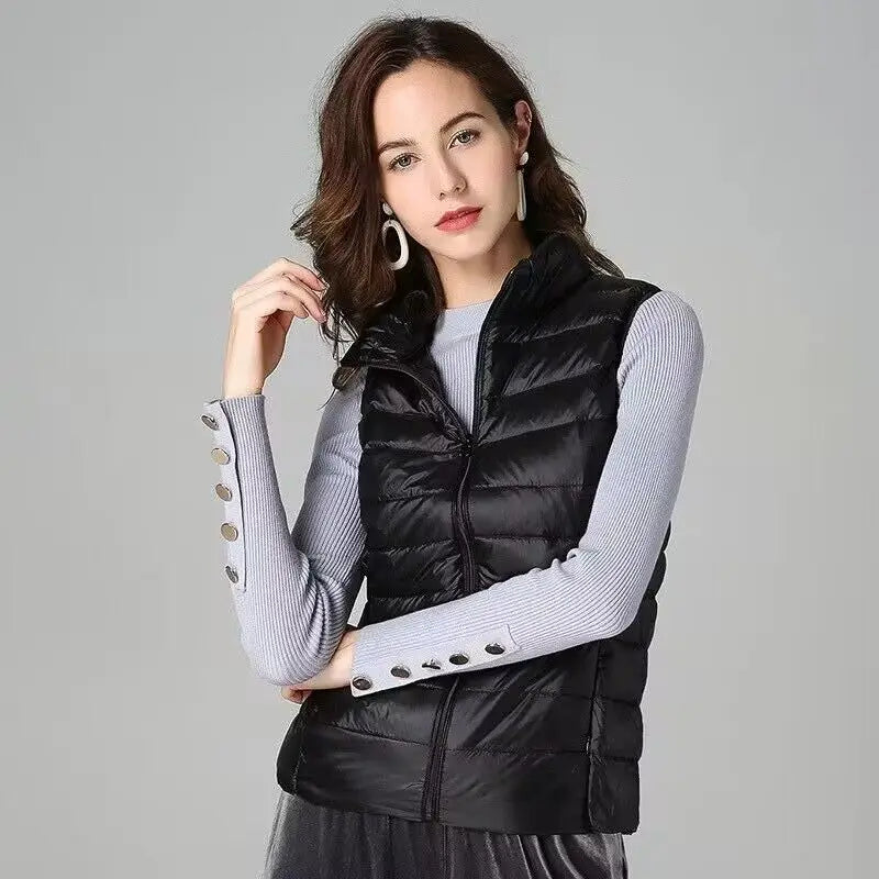 2026 White Duck Down Jacket Women Vest Autumn Winter Sleeveless Waistcoat Warm Lightweight Puffer Jacket Female Tops Outwear