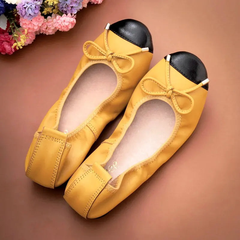 Four Seasons Loafers Genuine Leather Ballerina Flats Gommini Leisure Soft Bottom Stitching Color Women Shoes Size 35-43