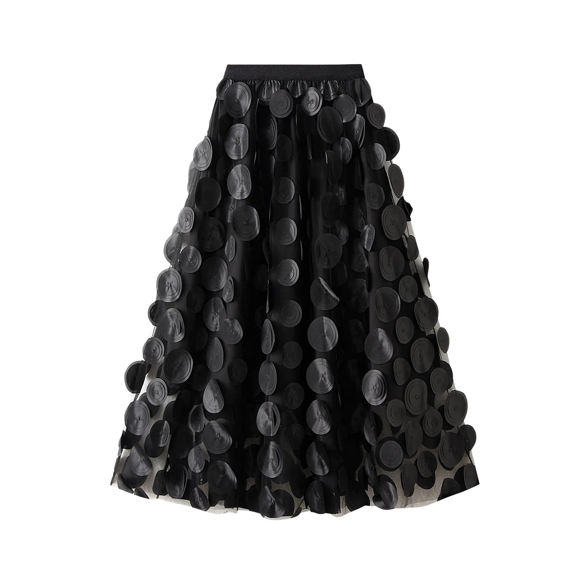 Women Tulle Tutu Skirt Solid Color 3D Dot Elastic Mesh Fairy A-Line Skirt for Beach Party Streetwear