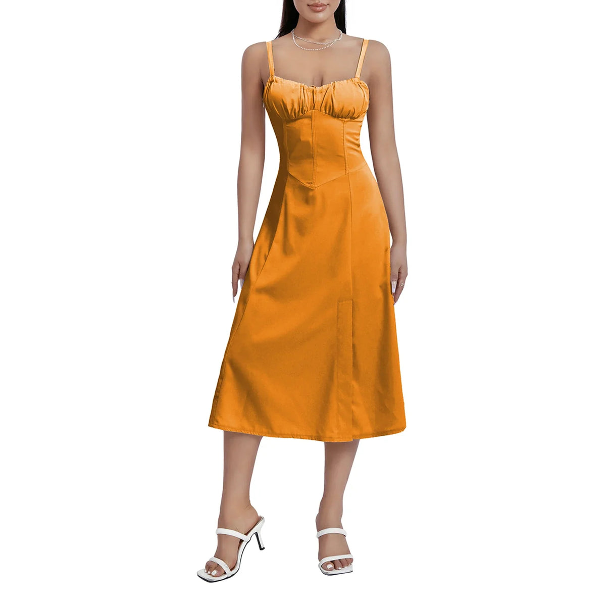 Women Summer Solid Color Long Dress Sleeveless Bandage Party A-line Dress for Cocktail Nightclub Beach