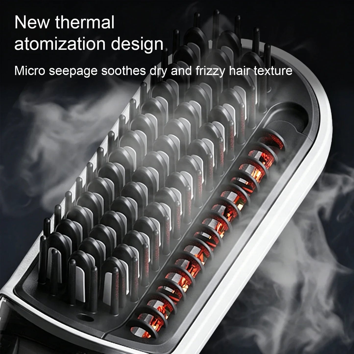 Steam Hair Straightener Brush 2-in-1 Hot Mist Red Light Therapy 4 Temp MCH Fast Heating Anti-Scald Hair Styling Tool for Home Tr