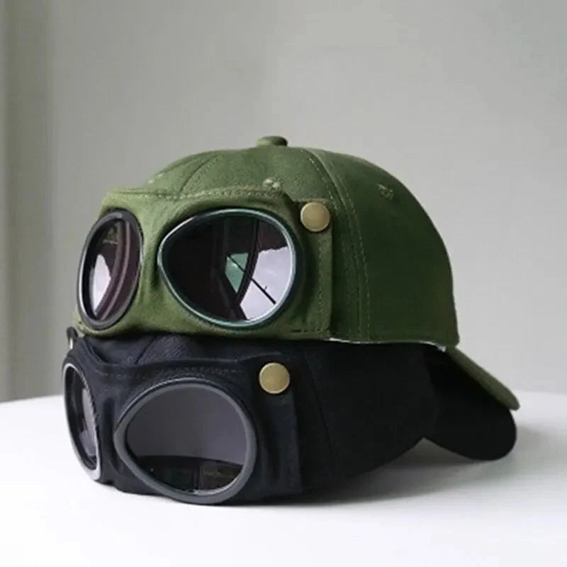 Gorra de béisbol de aviador – Gorra de verano unisex con gafas de sol incorporadas