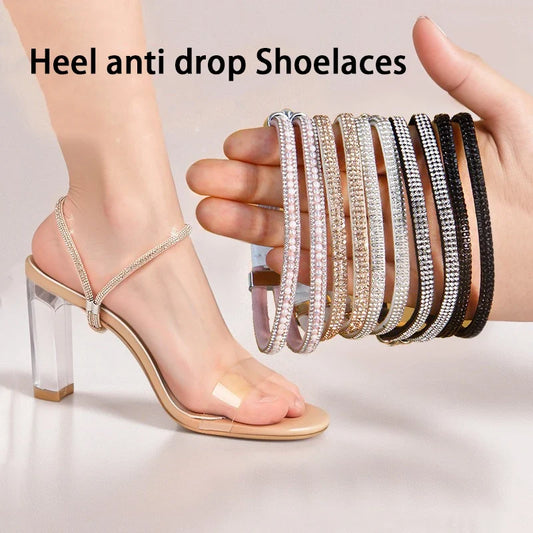 Rhinestone High Heels Shoes Band Anti-loose for Women Shoelaces Anti-drop Elastic Fixed Heel Laces shoe accessories