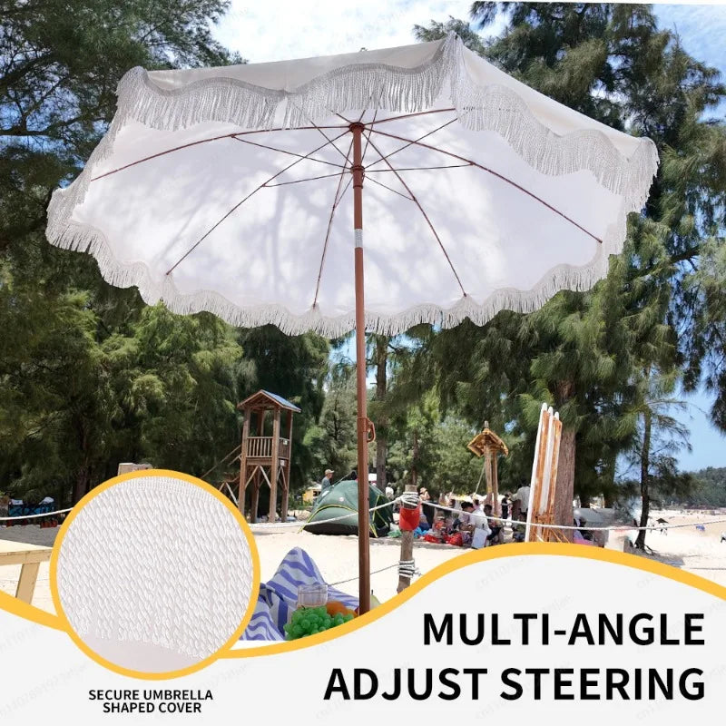 Large Camping  Seaside Resort Beach Umbrella Courtyard Tassel Sun Umbrella Pool Sun Protection Terrace