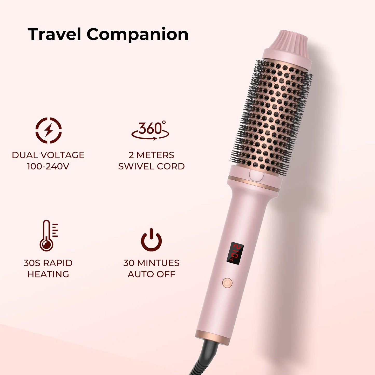 3 In 1 Hair Dryer Hot Air Brush Curling Iron Brush 32mm Electric Rotating Hair Curler Straightener Volumizing Brush Styler Dryer