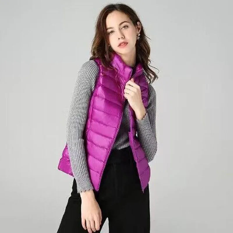 2026 White Duck Down Jacket Women Vest Autumn Winter Sleeveless Waistcoat Warm Lightweight Puffer Jacket Female Tops Outwear