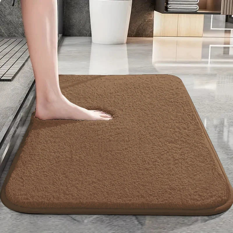 Thickened solid color bathroom non-slip floor mat shower room door absorbent foot mat square long hair toilet mat