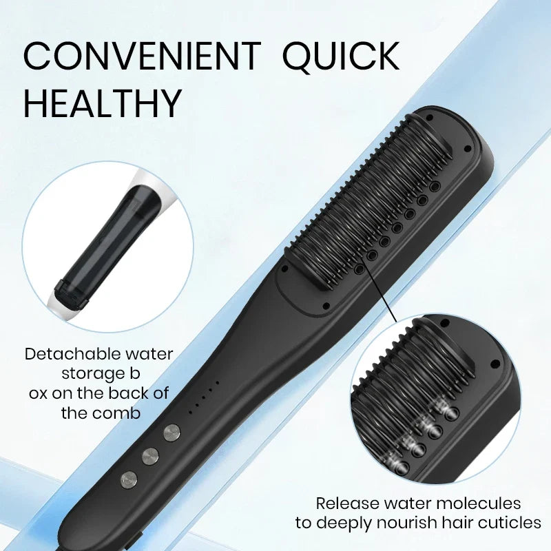 K·SKIN Negative Ion Steam Hair Straightener Brush 2 In 1 Straightening Curler Fast Heating Ceramic Anti‑Scald Hair Styling Comb