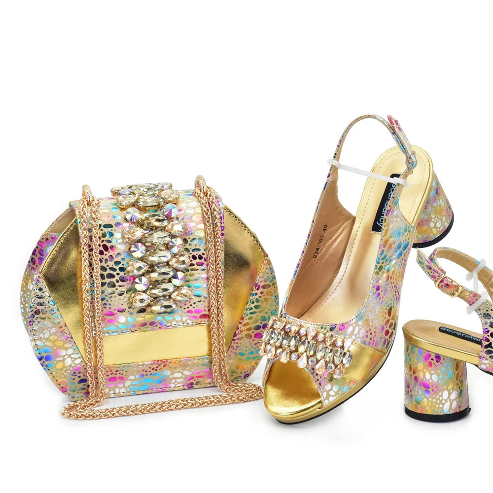 Conjuntos de zapatos y bolsos italianos HFG1-1