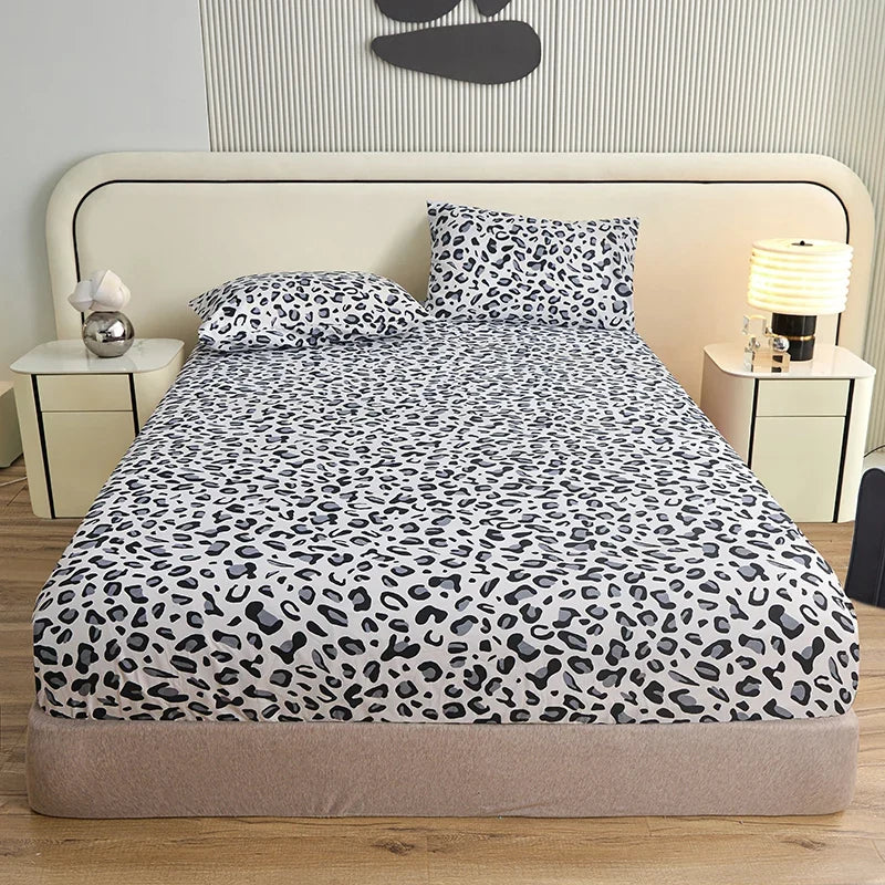 3Pcs/Set or 1Pcs Leopard Print Fitted Sheet, Animal Pattern Bedding Set with Pillowcases, Soft Microfiber Bed Sheet for Bedroom