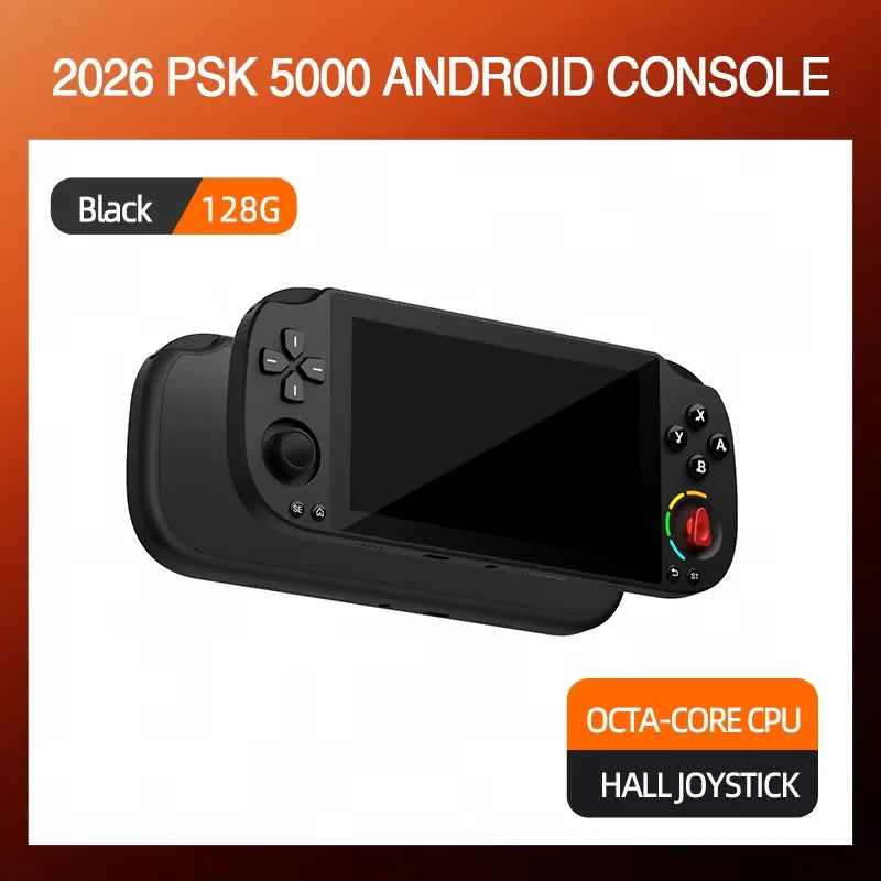 5.0 Inch FHD IPS Handheld Game Console PSK5000 with XBOX/SWITCH Layout,Helio G85 Octa-Core,6+128GB,Hall Joystick