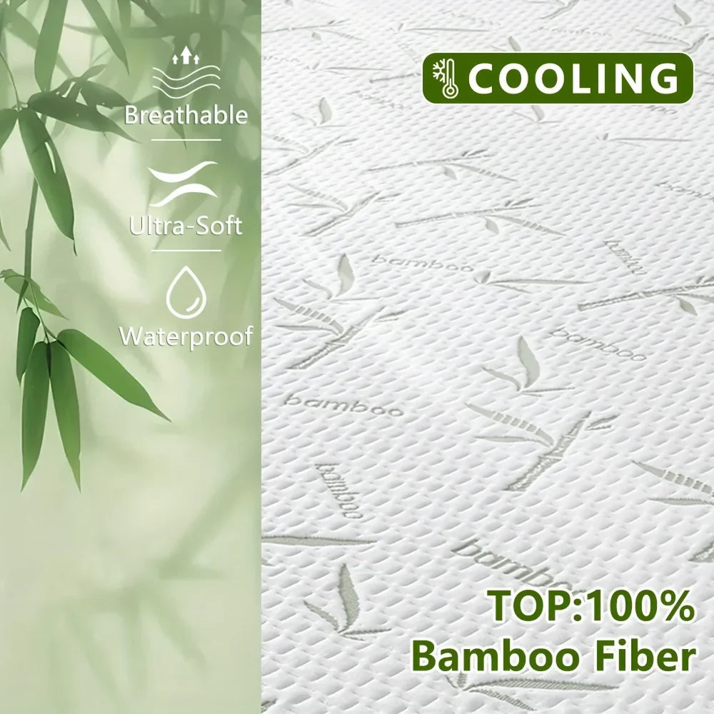 1p Cooling Bamboo Fiber Fitted Sheet, Breathable Mattress Protector