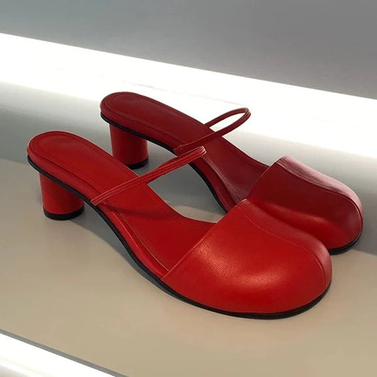 Summer Cover Toe Women Mules Slippers Elegant Slip On Singbacks Slides Ladies Outdoor Street Style Sandalias