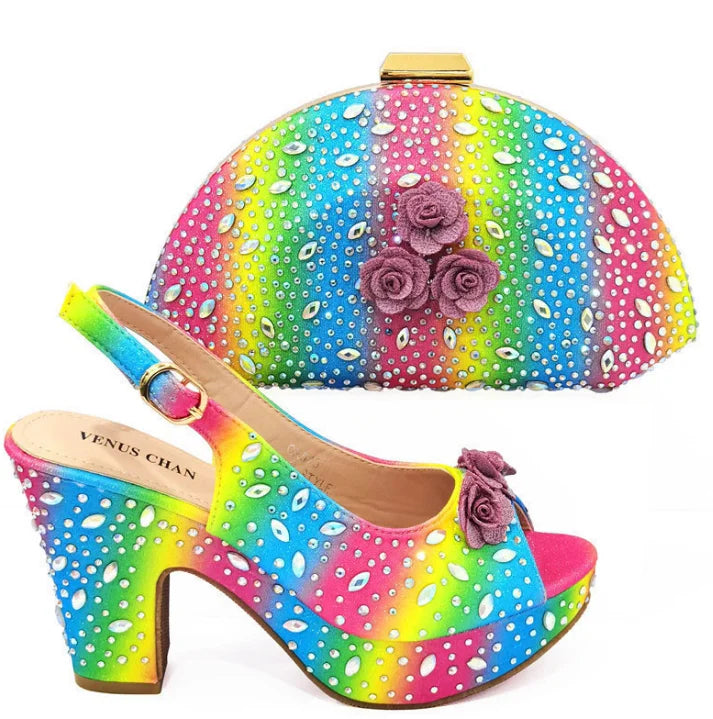 Conjunto de zapatos italianos con bolsos a juego HKV1-8