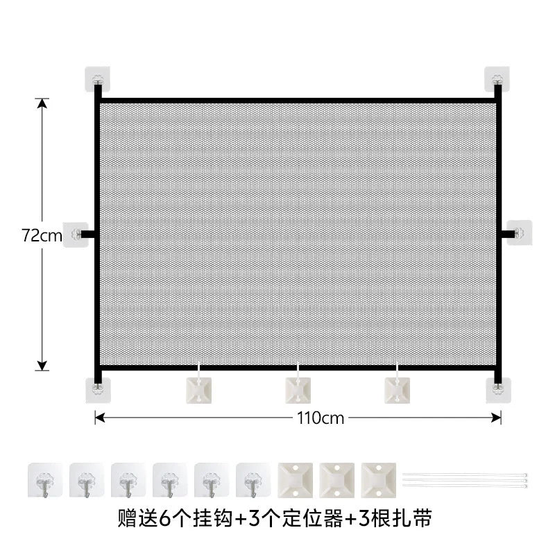 Non-Punch Retractable Pet Fence, Adjustable Portable Safety Gate, Indoor Outdoor Isolation Barrier for Dogs & Cats