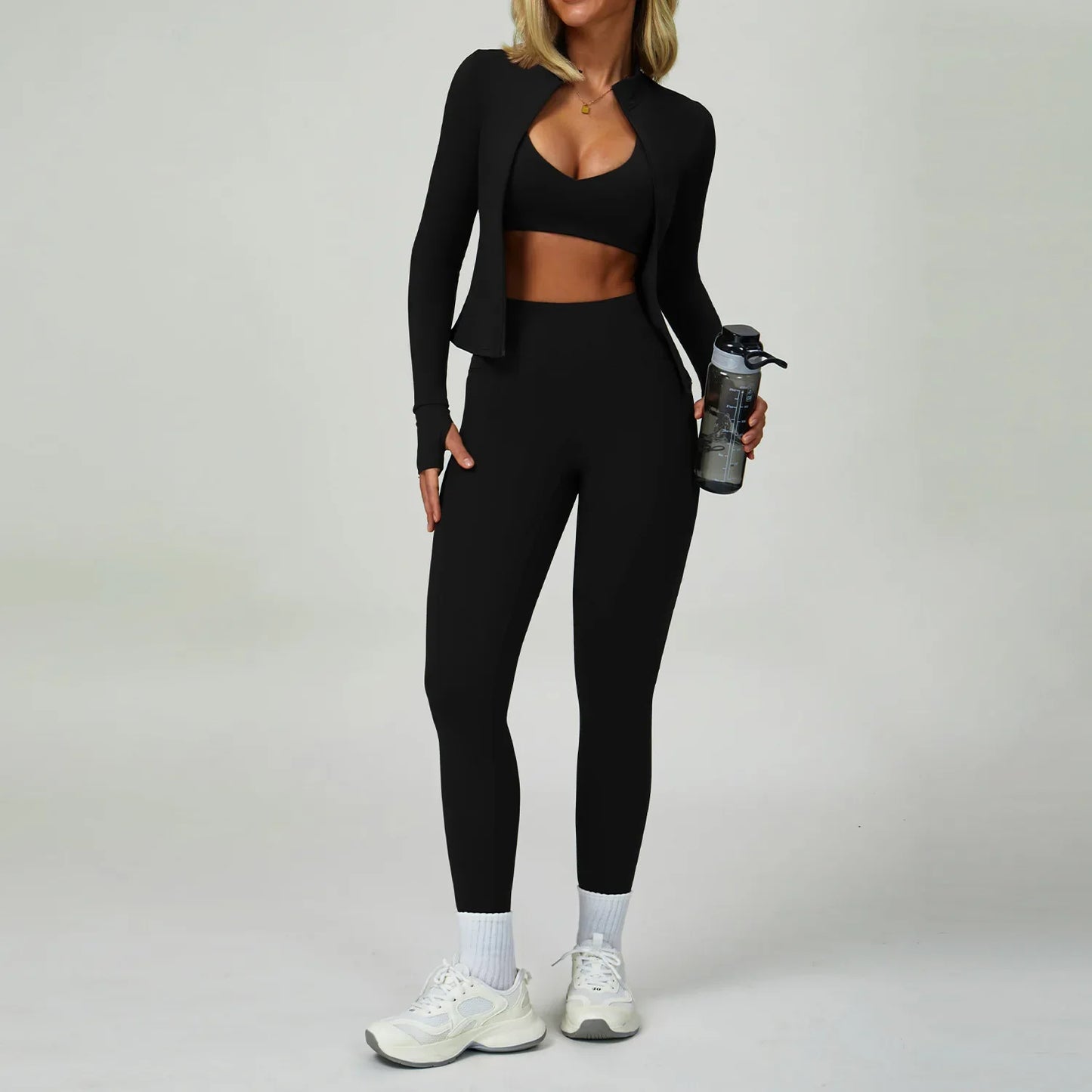 2/3-Piece Activewear Set – Sports Bra & High Waist Leggings
