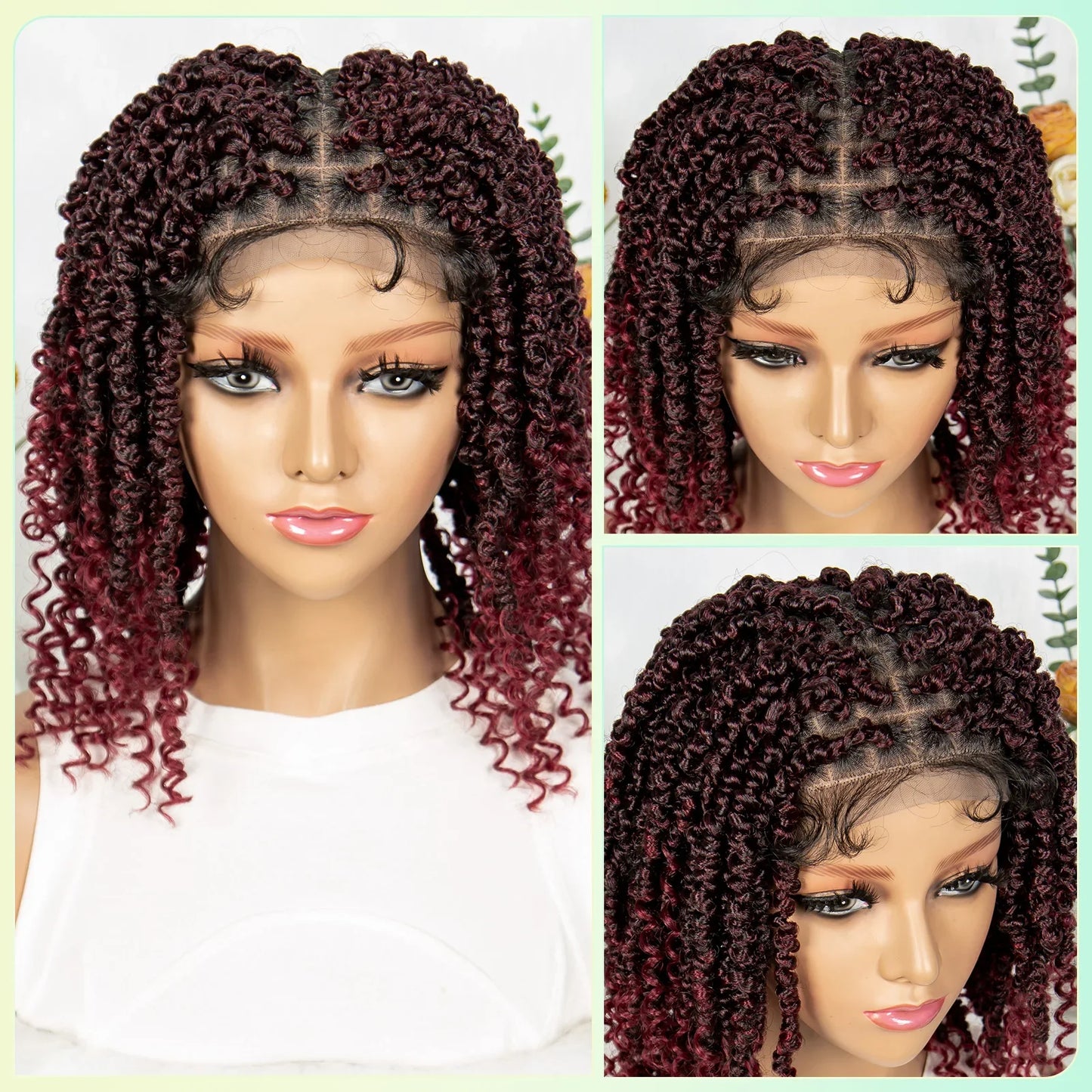 14Inch Full Lace Braided Wigs Synthetic Lace Frontal Twisted Braids Wigs with Baby Hair Knotless Box Braids Wig for Black Women